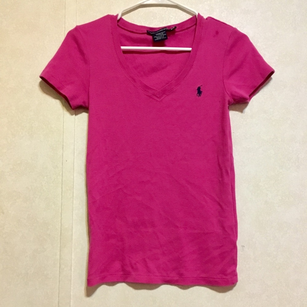 magenta polo vneck
